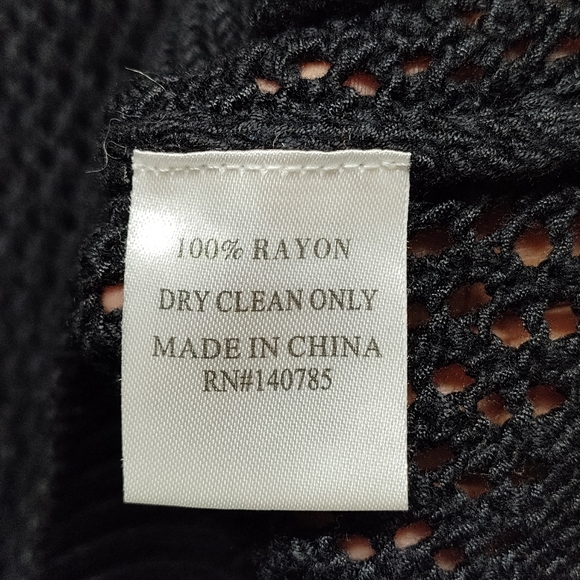 Brochu Walker Crochet Sweater Women Size L Black 3/4 Sleeve Relaxed Fit - Picture 8 of 8